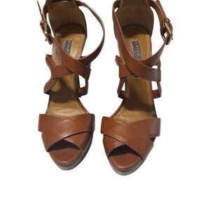 Ralph Lauren Purple Label Tan Leather Sandals